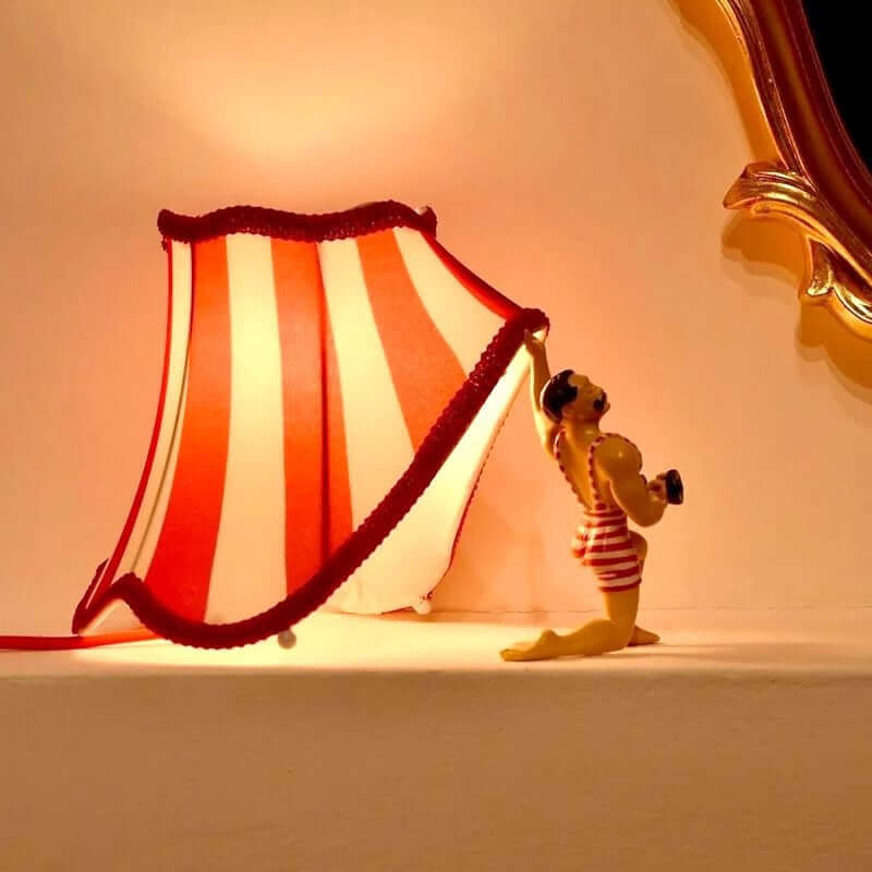 Circus Strongman Table Lamp Gold Figurine Light