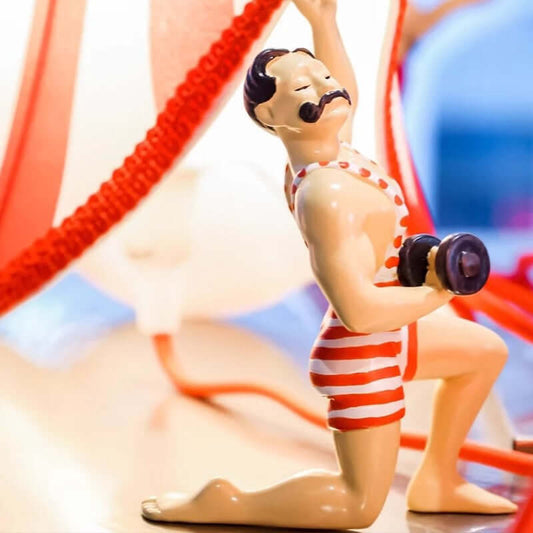 Retro mid-century Circus Strongman table lamp