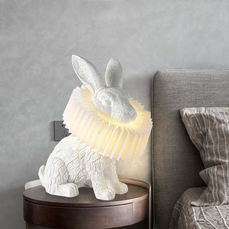 Side view of cartoon bunny resin lamp