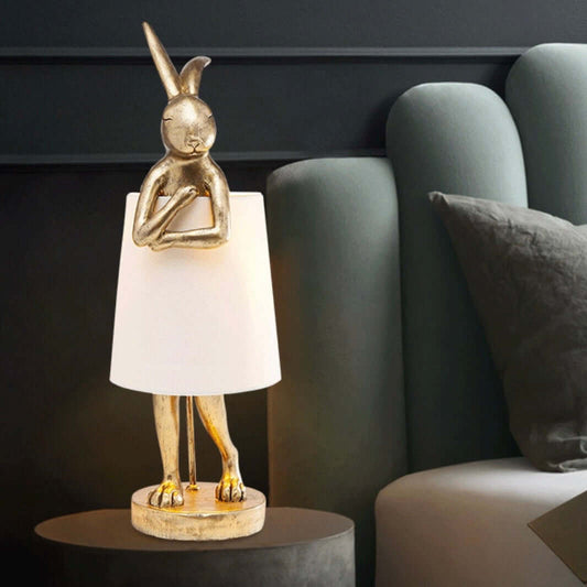Nordic Apron Bunny Table Lamp on bedroom bedside table