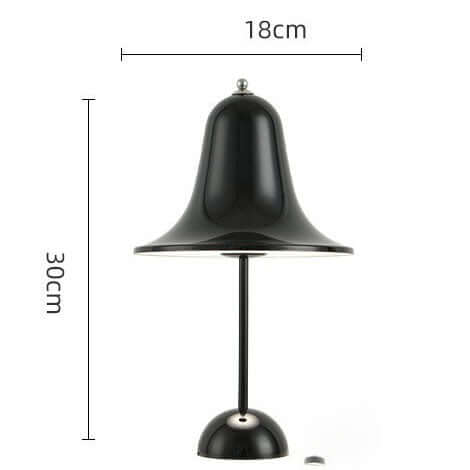 Vintage Nordic Bell Table Lamp – Touch LED Bedside Lamp showing a sleek black design with measurements.