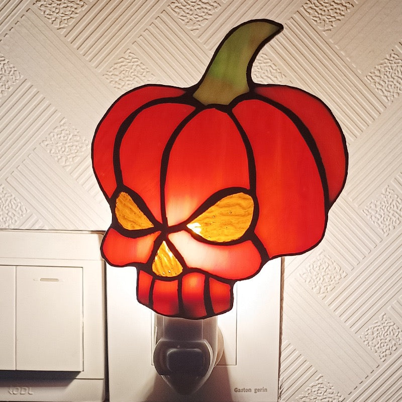 Halloween Stained Glass Pumpkin Night Light for Kids