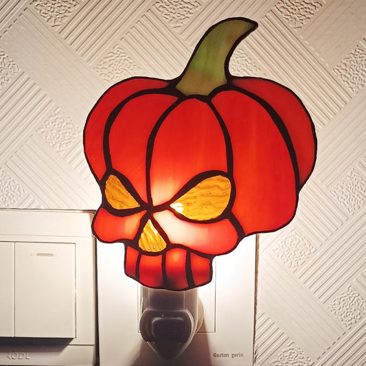 Halloween Stained Glass Pumpkin Night Light for Kids