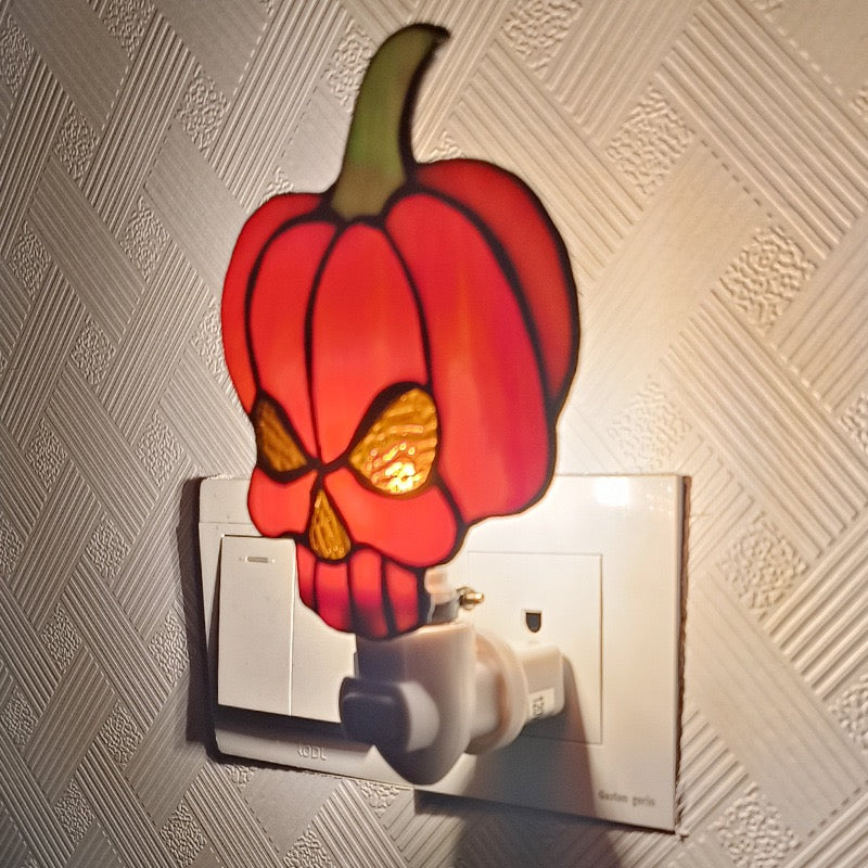Halloween Stained Glass Pumpkin Night Light for Kids