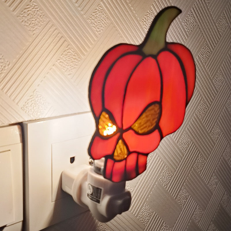 Halloween Stained Glass Pumpkin Night Light for Kids