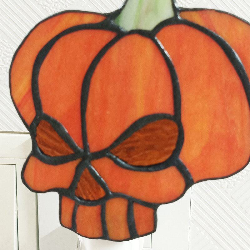 Halloween Stained Glass Pumpkin Night Light for Kids
