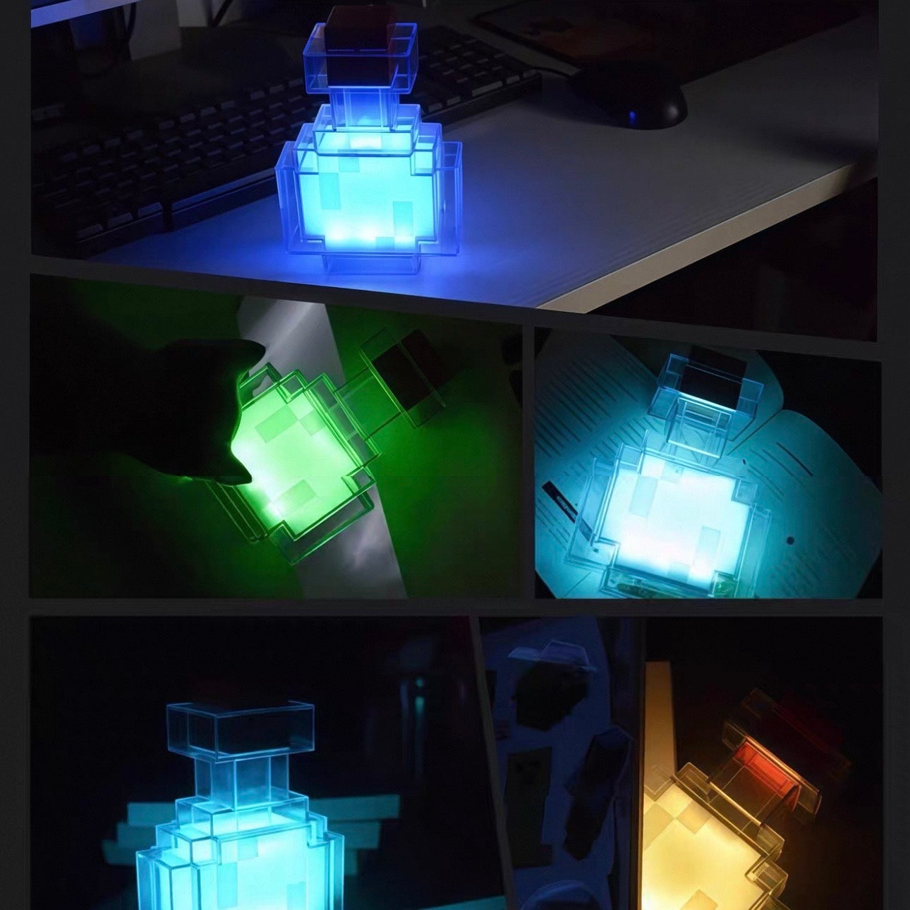 ✨ Minecraft Potion Bottle Lamp – Color-Changing LED Night Light
