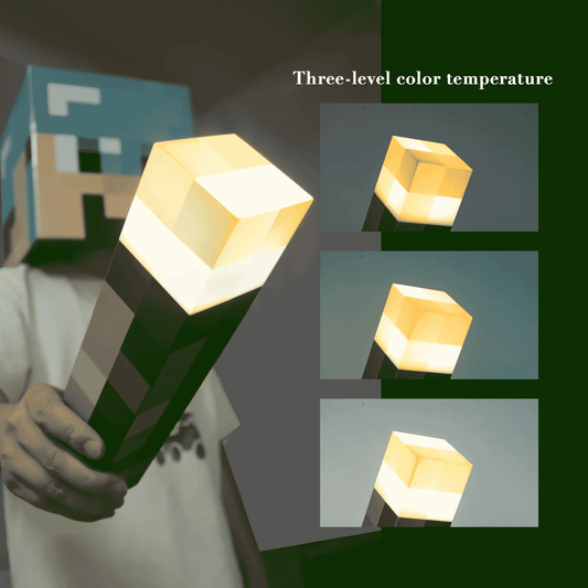 Minecraft Torch Night Light – Rechargeable Pixel Desk Lamp