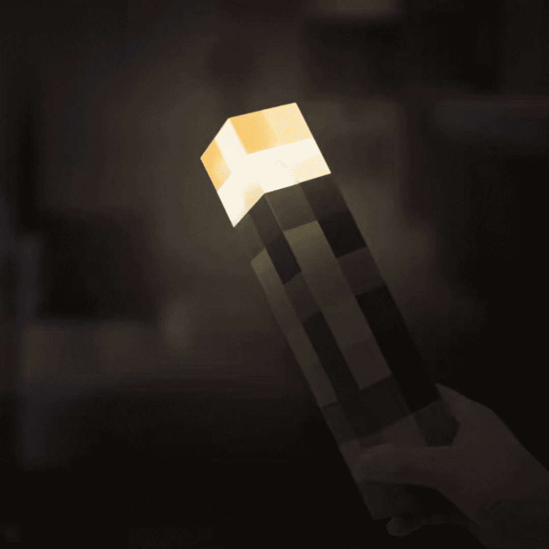 Minecraft Torch Night Light – Rechargeable Pixel Desk Lamp