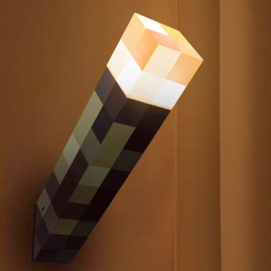 Minecraft Torch Night Light – Rechargeable Pixel Desk Lamp