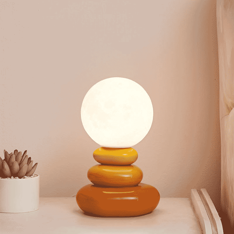 Nordic Cream Stone Moon Lamp – Creative LED Night Light