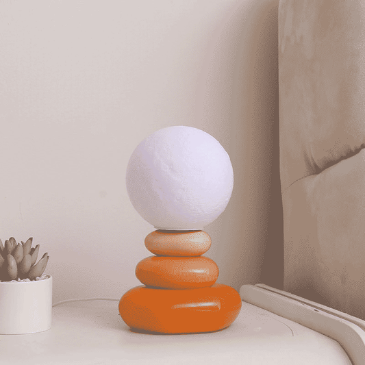 Nordic Cream Stone Moon Lamp – Creative LED Night Light