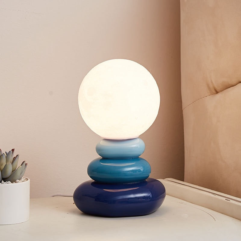 Nordic Cream Stone Moon Lamp – Creative LED Night Light