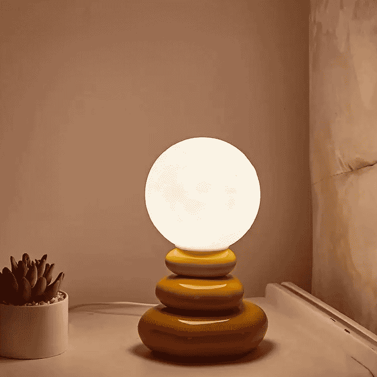 Nordic Cream Stone Moon Lamp – Creative LED Night Light