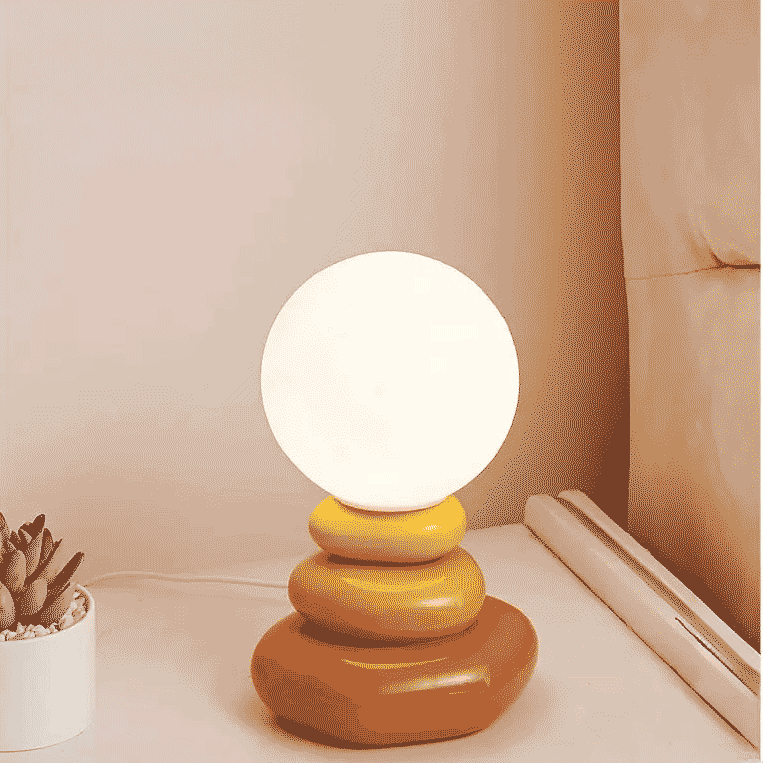 Nordic Cream Stone Moon Lamp – Creative LED Night Light