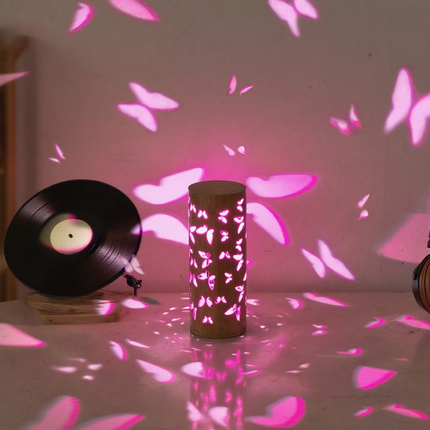 Creative Butterfly USB Projection Table Lamp – Bamboo Night Light
