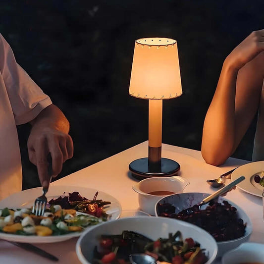 Rechargeable table lamp on dining table