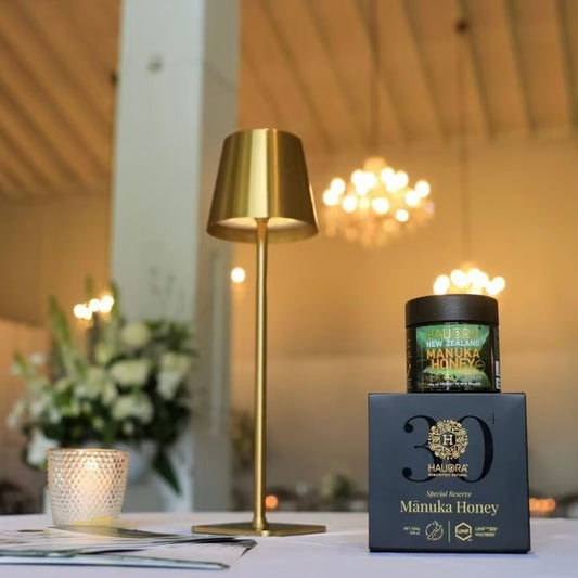 Cordless Gold Table Lamp Creating Warm Ambient Lighting