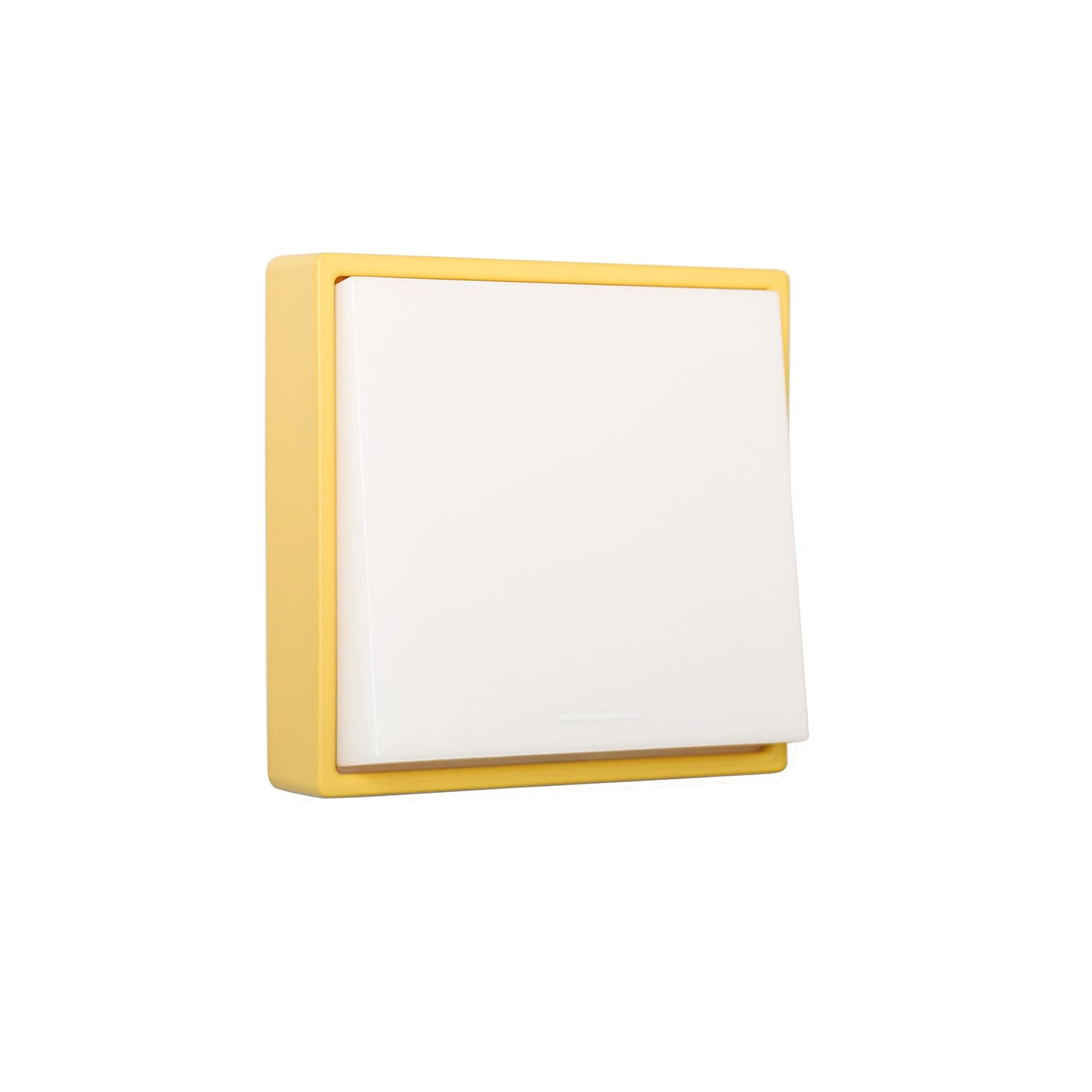 Yellow switch-shaped nightlight with adjustable brightness for effortless nighttime use.