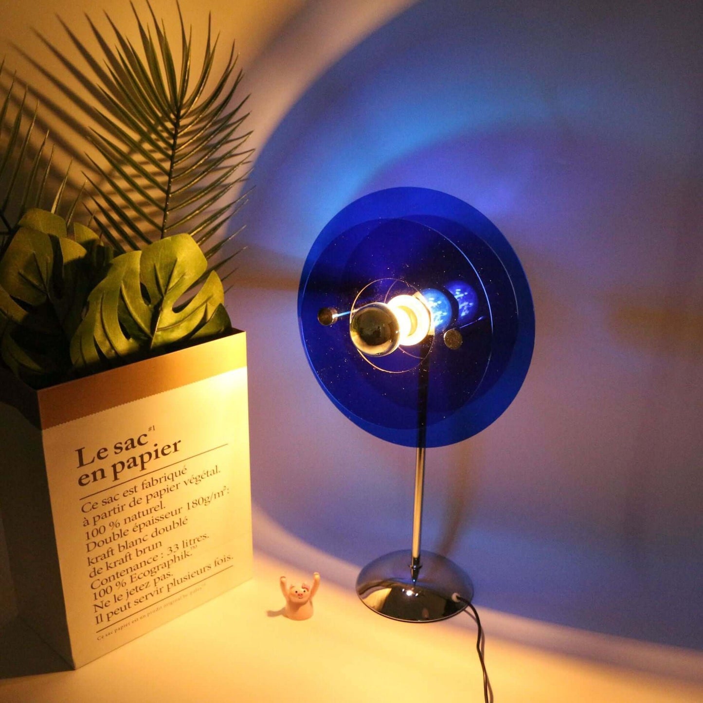Modern Bauhaus acrylic lamp with durable metal base and USB power