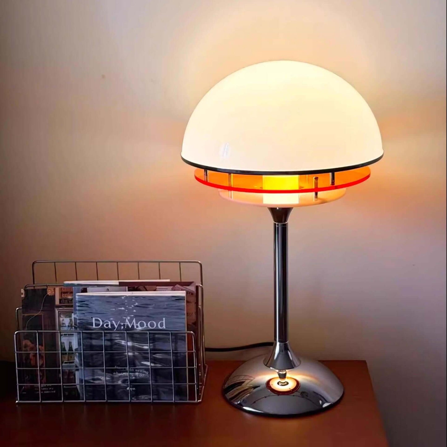 Retro Bauhaus Bedside Lamp with Warm Glow