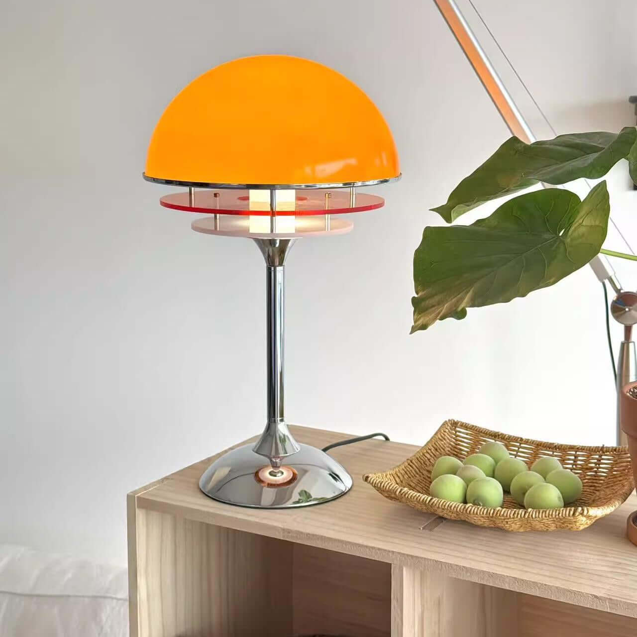 Warm Glow Sunset Orange Lamp on Side Table