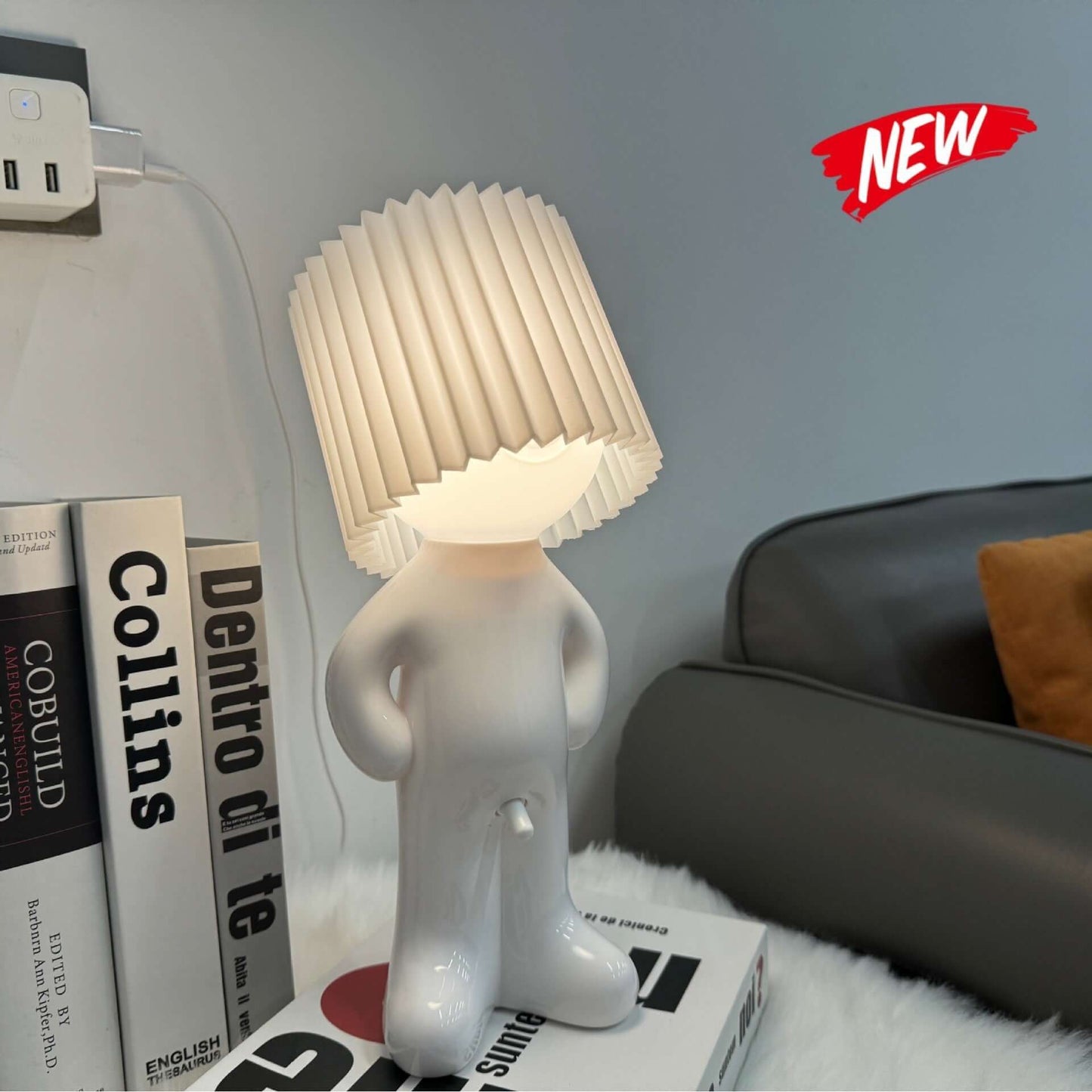 Creative Shy Boy Table Lamp – USB Rechargeable Night Light for Bedroom Decor