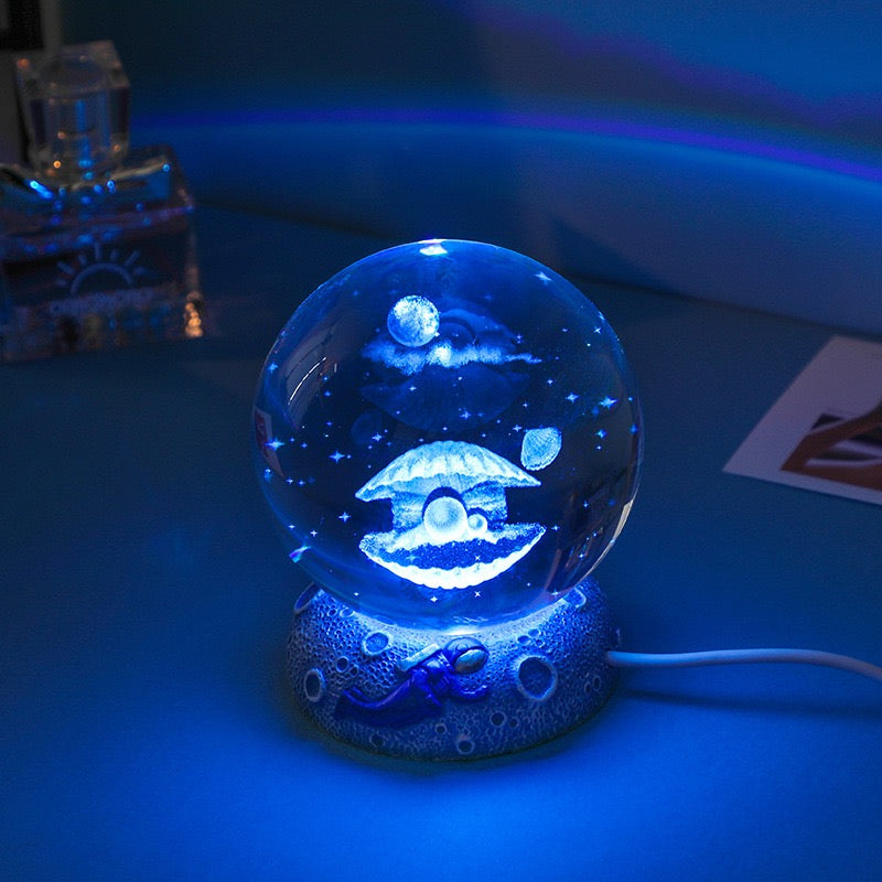 3D Crystal Ball Lamp – Starry & Ocean Pattern Night Light