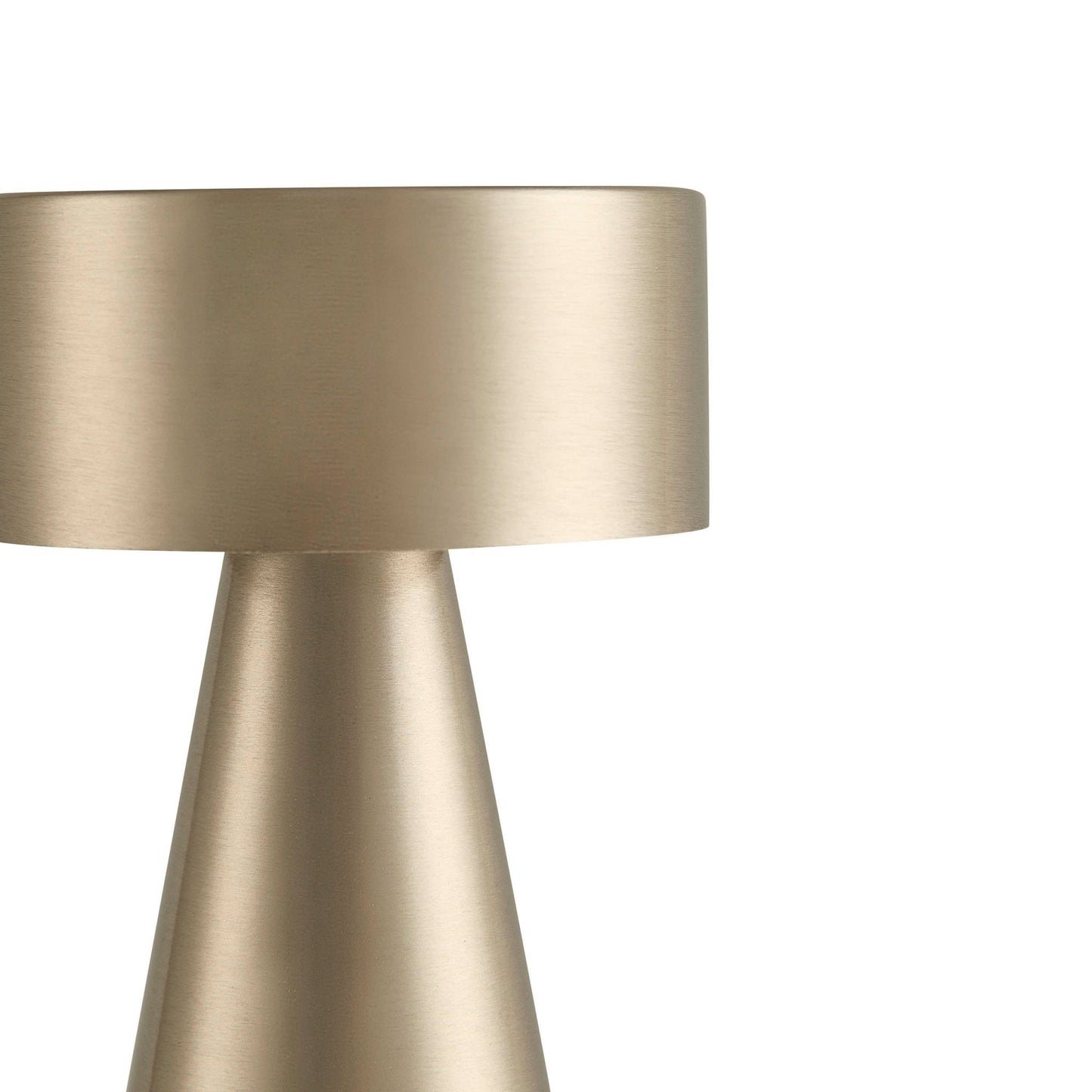 Lumiosa mini LED rechargeable wireless lamp in brushed gold finish, stylish and sleek design for modern spaces.