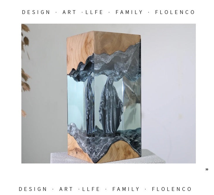 Grace Illuminated: The Holy Mary Resin Art Lamp for Your Home