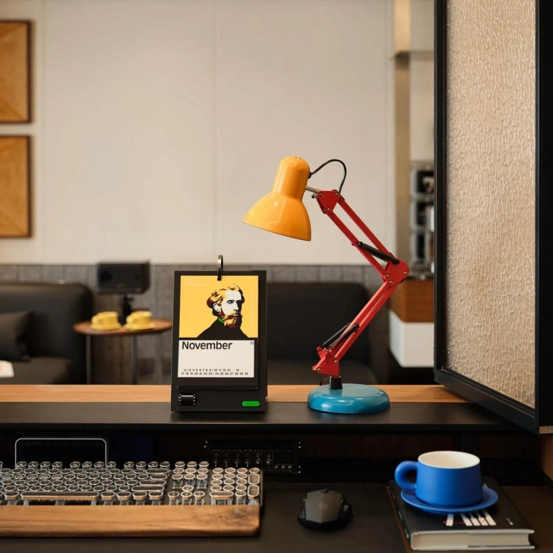 How the Memphis Macaron Desk Lamp Brightens Modern Living in a stylish workspace setting with colorful decor.