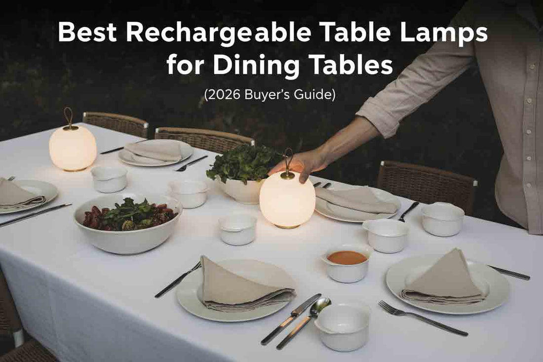 Rechargeable table lamp creating warm dining table lighting