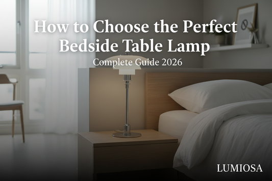 **Bedside table lamp on nightstand in modern bedroom – Lumiosa