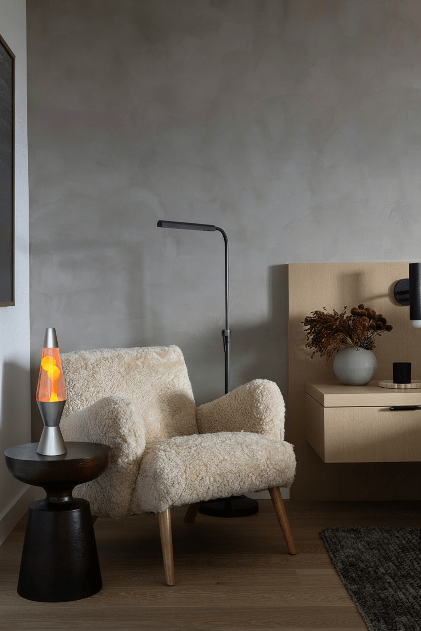Aesthetic room decor with a Lumiosa 33cm Retro Lava Lamp during a summer sunset.