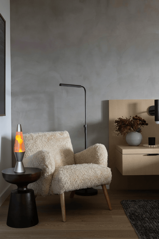 Aesthetic room decor with a Lumiosa 33cm Retro Lava Lamp during a summer sunset.