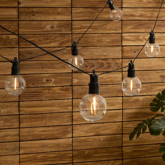 Outdoor String Lights 7.6m flashing festoon with warm white bulbs