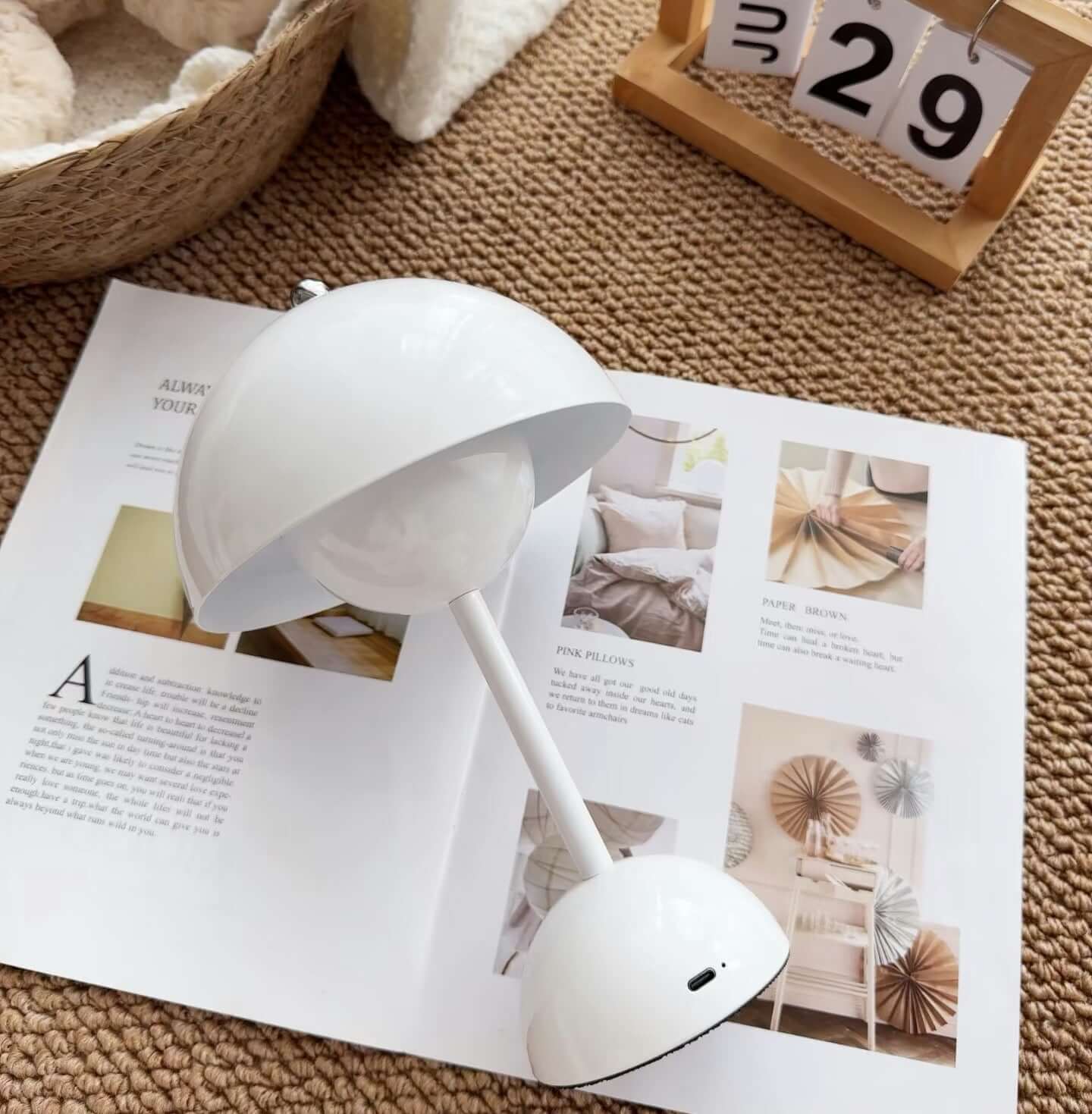 portable bedside lamp with warm, cool, and natural light