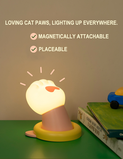 Cat Paw Night Light – Touch Control, Rechargeable & Magnetic