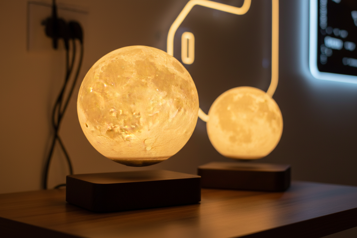Levitating Moon Lamp - 3D Printed Floating & Rotating Moon Light