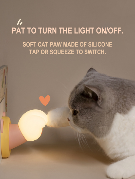 rechargeable cat paw LED night light with magnetic base