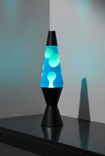 Midnight Black Base Lava Lamp with Royal Blue Wax - Cool Toned Night Light