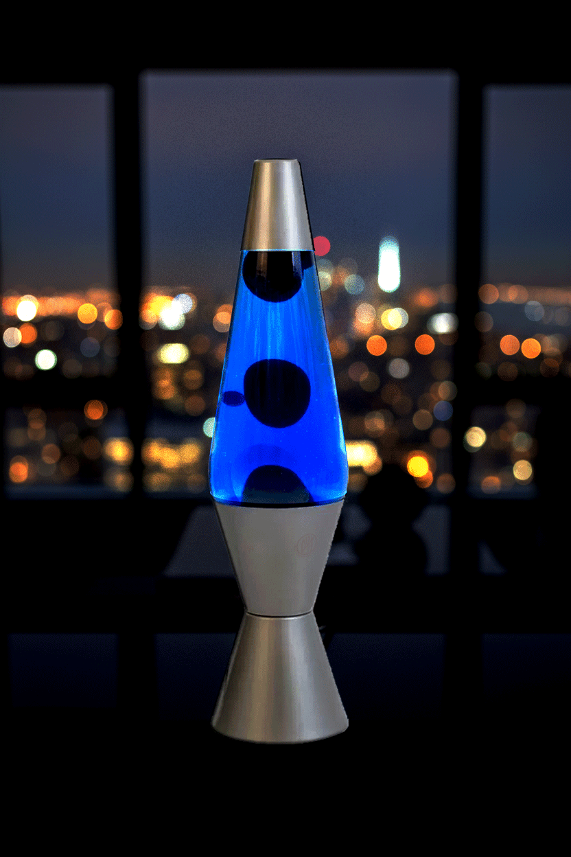 Cyberpunk Aesthetic Lava Lamp - Electric Blue Liquid with Neon Purple Wax Flow