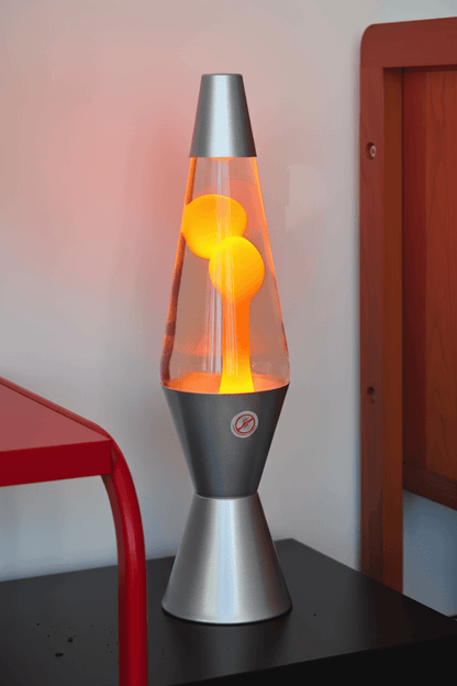 Orange Lava Lamp with Golden Yellow Wax - Warm Sunset Glow for Living Room