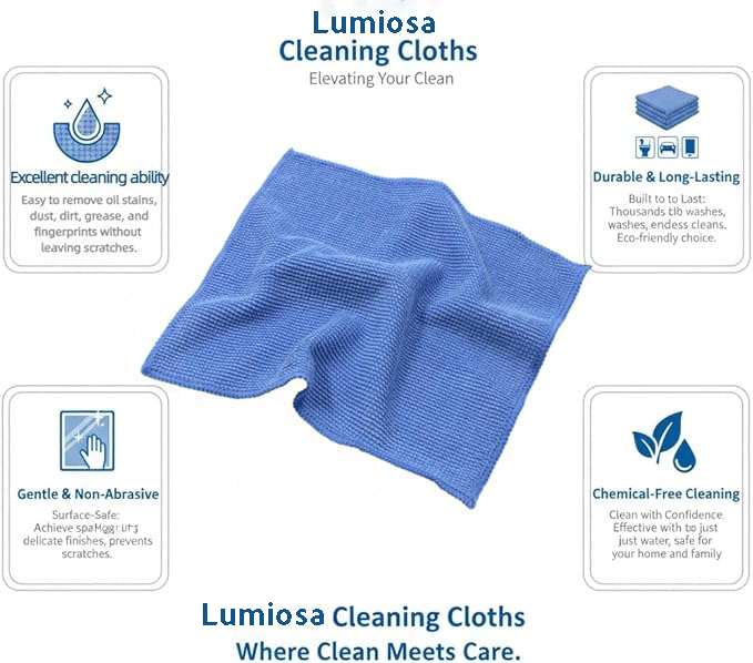 Lumiosa™ Professional Microfiber Cleaning Cloth - Premium Lint-Free Polishing Wipe for Designer Lighting & Screens (6" x 7")