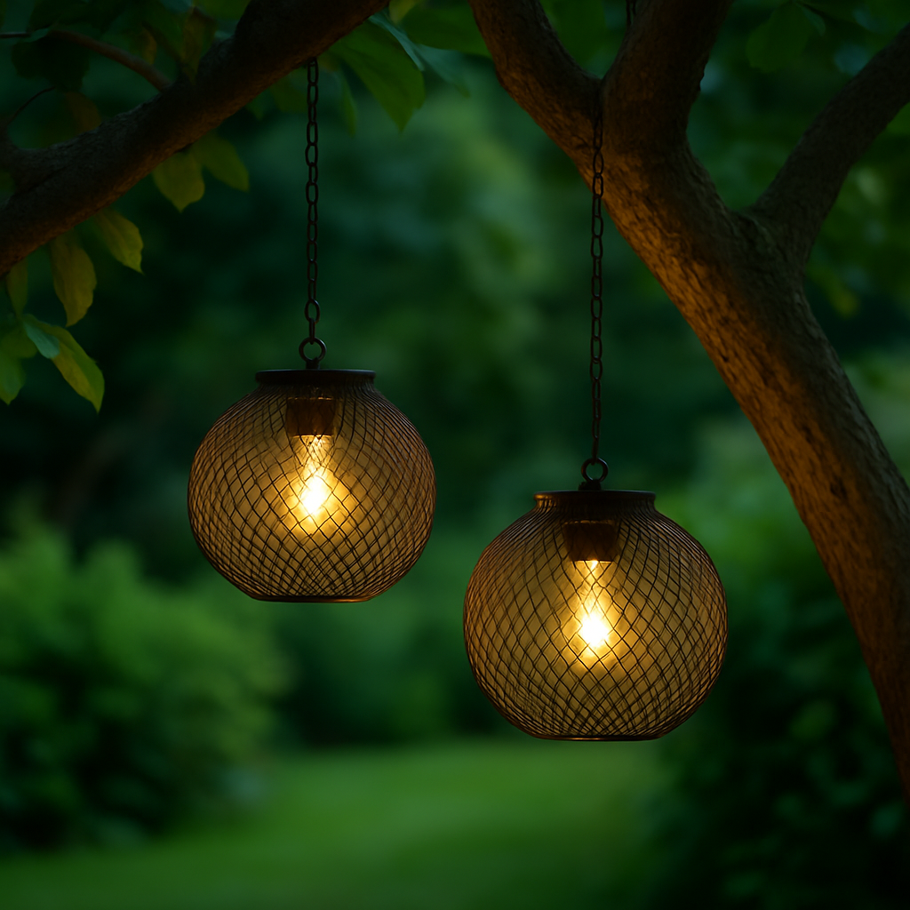 Outdoor metal mesh lanterns – hanging decorative garden light