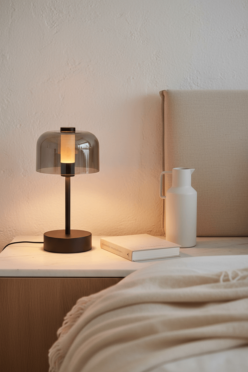 极简北欧卧室床头场景