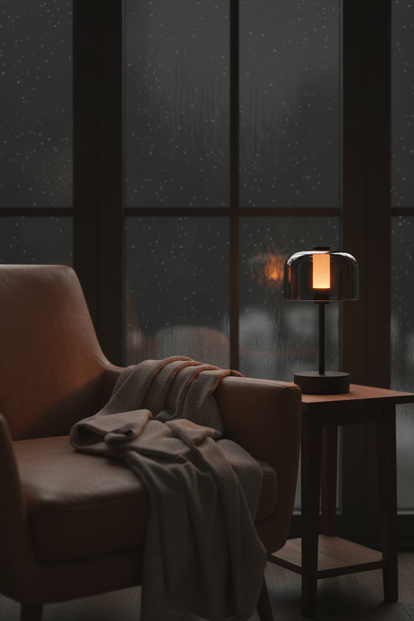 雨夜皮椅温暖场景