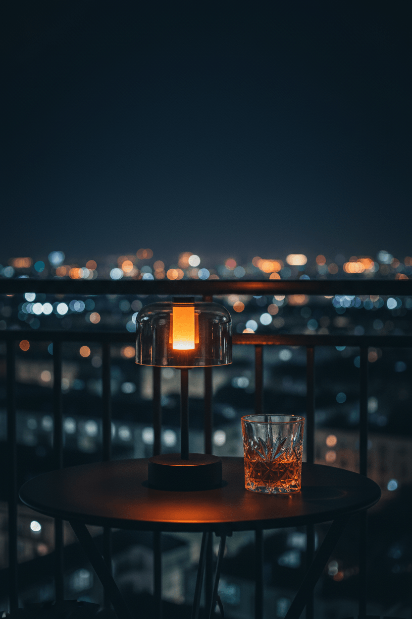 城市夜景阳台场景