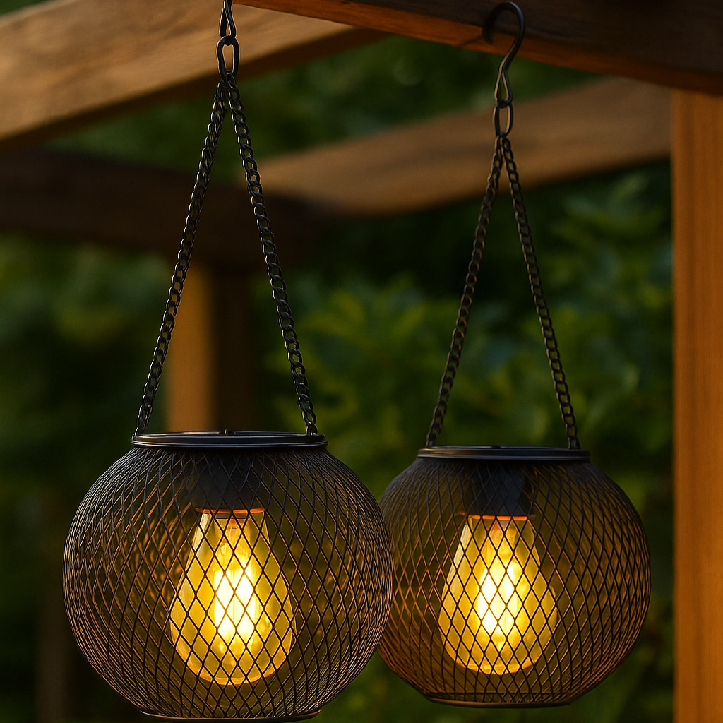 Outdoor metal mesh lanterns – hanging decorative garden light