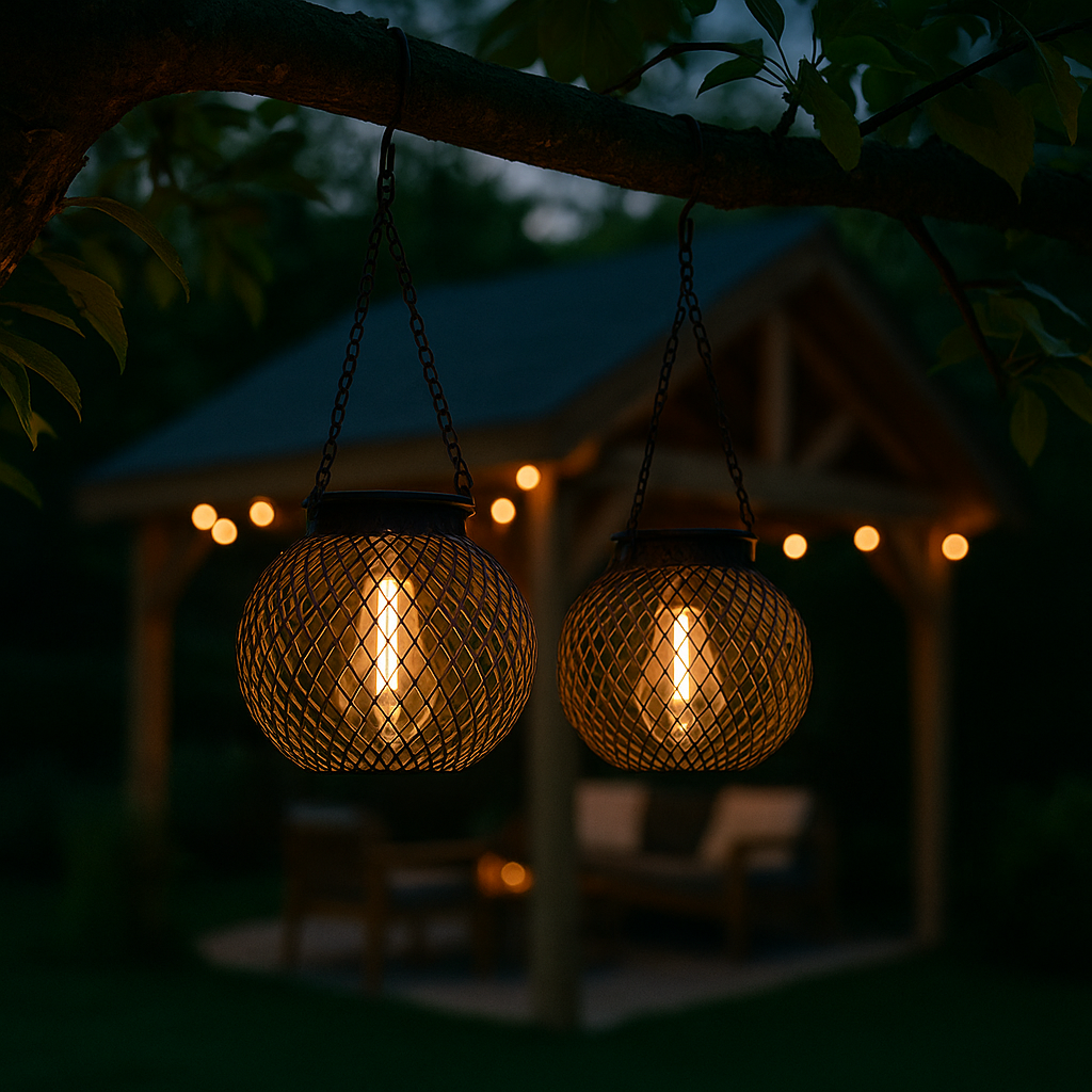 Outdoor metal mesh lanterns – hanging decorative garden light